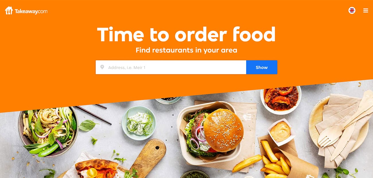 De homepagina van takeaway.com