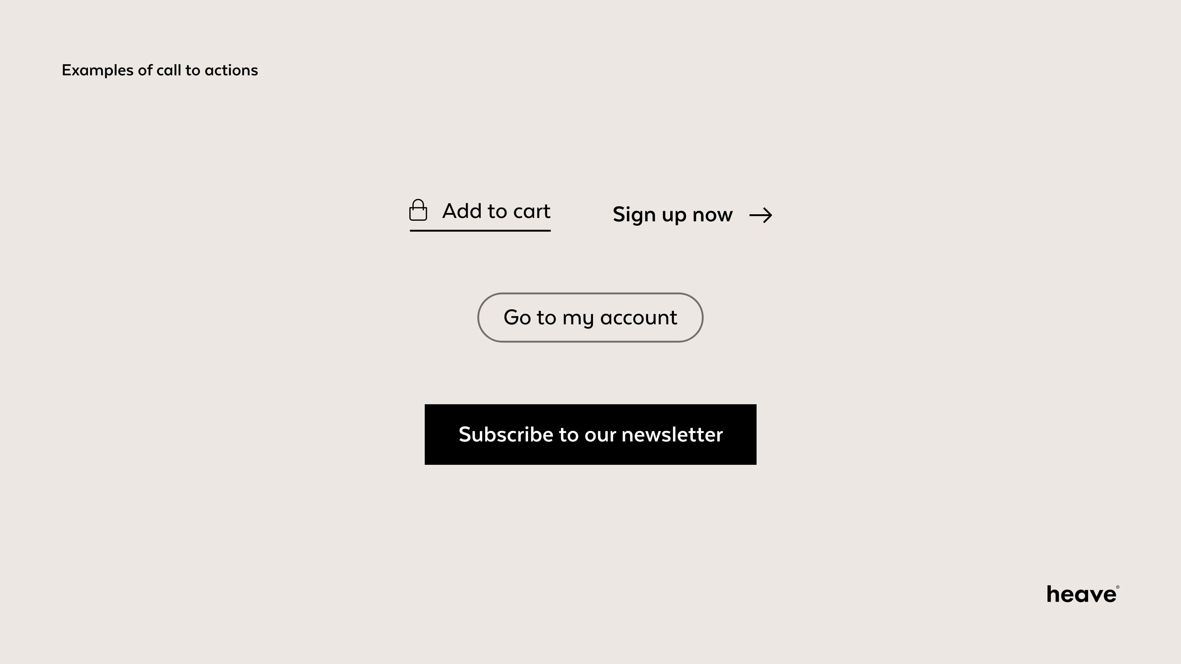 4 verschillend gestileerde call to action knoppen