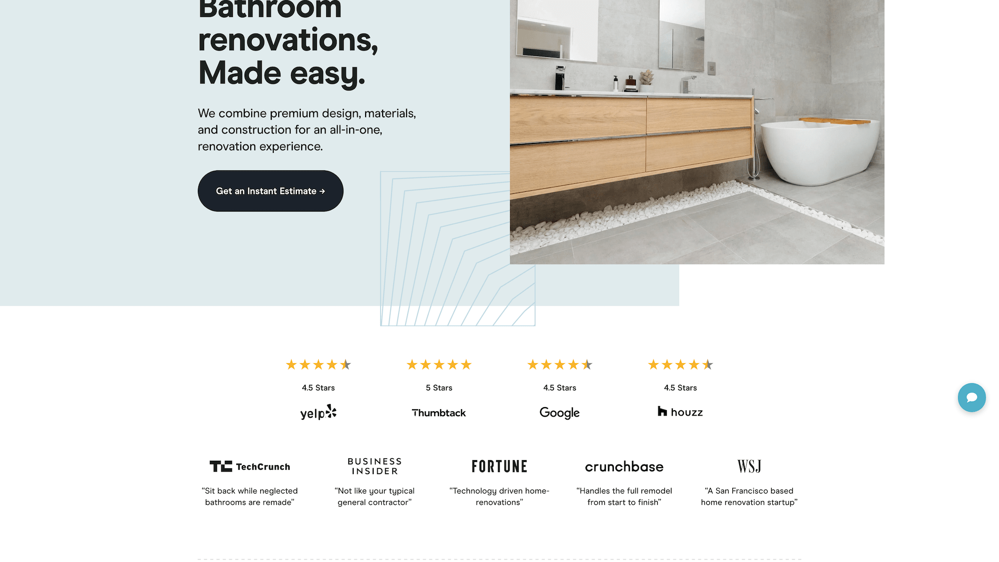 Een screenshot van de homepage van maderenovation