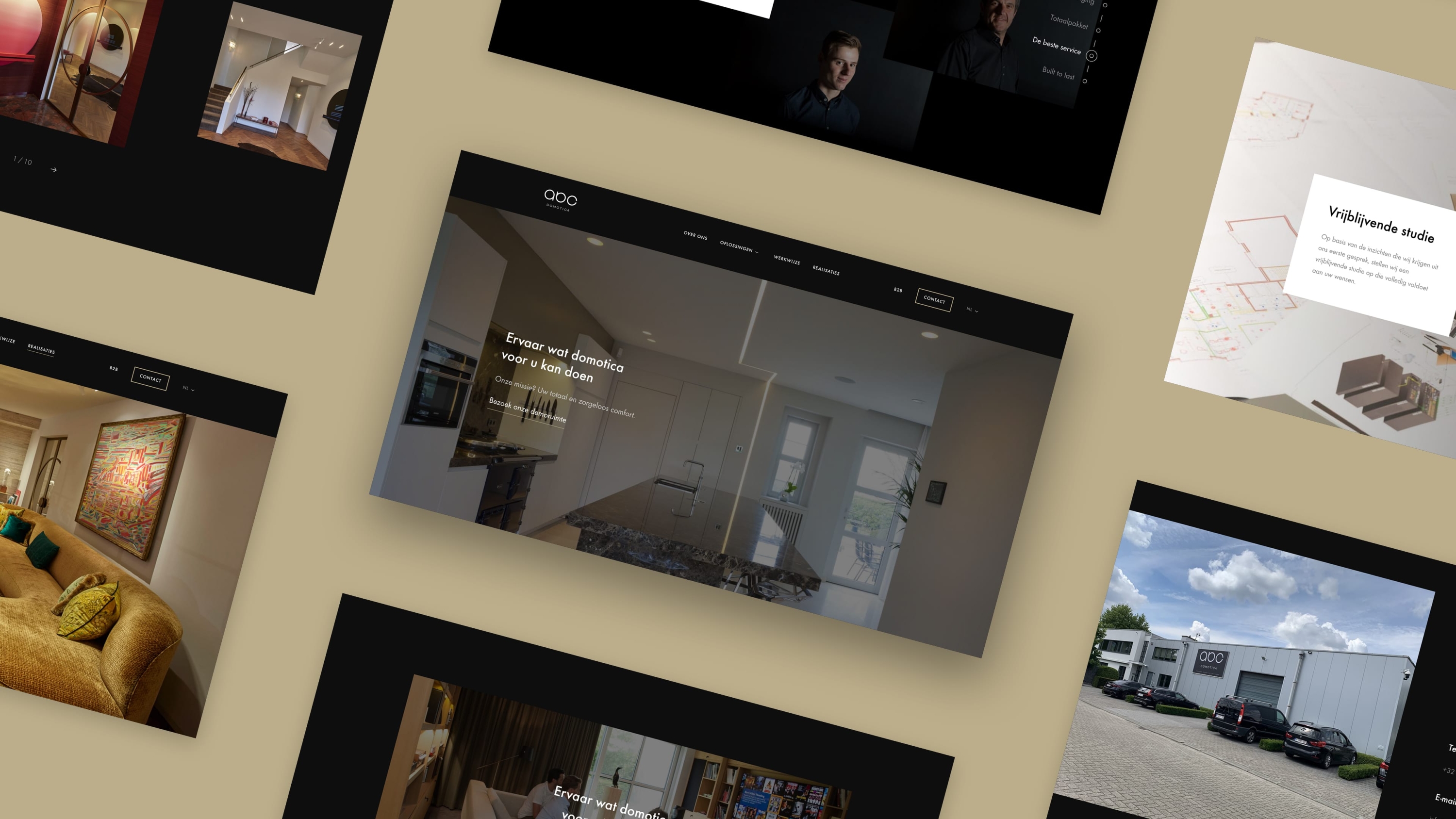 Screenshots of (details of) the website that ABC - Domotica had made by Heave Webdesign Antwerp