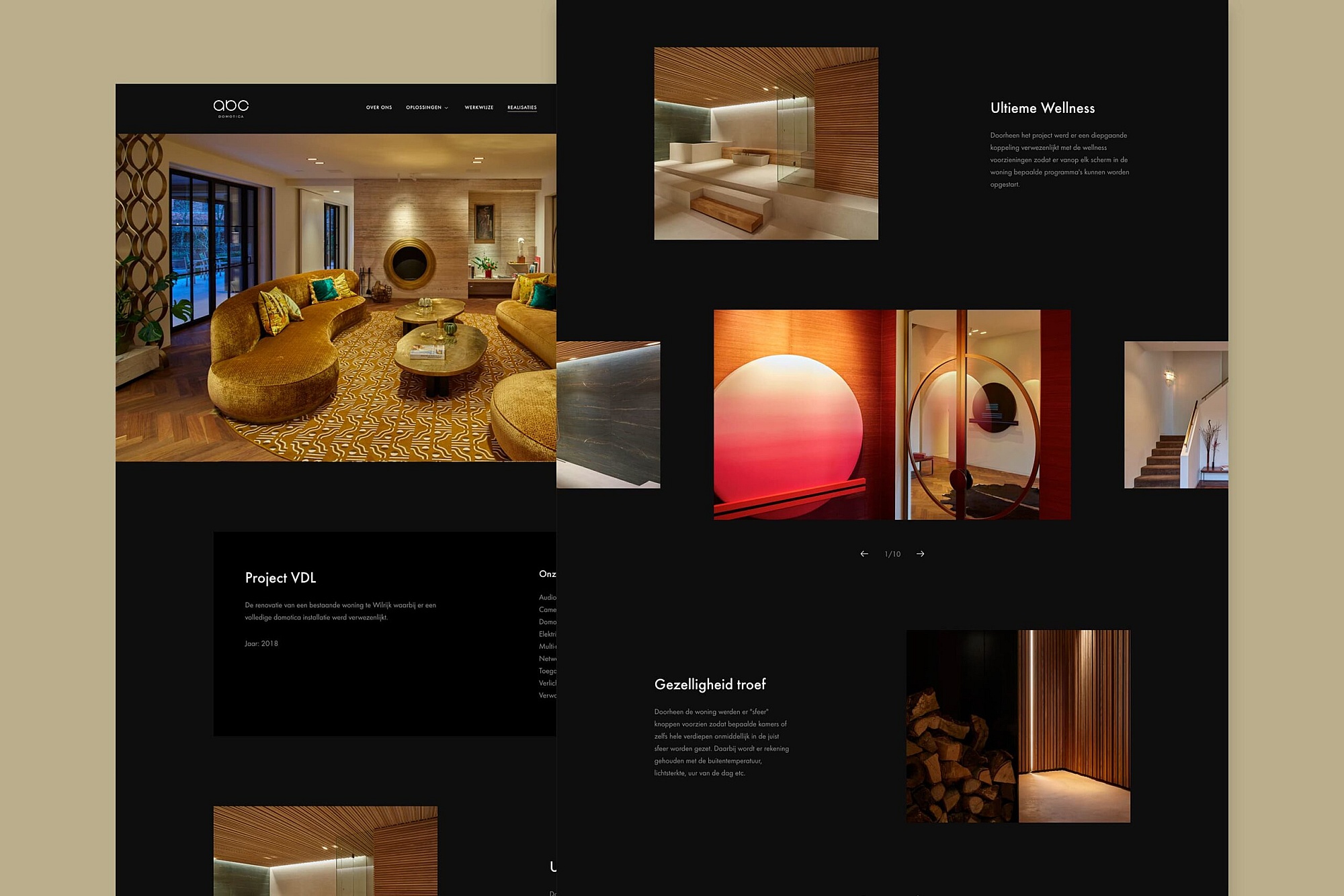 Screenshots of (details of) the website that ABC - Domotica had made by Heave Webdesign Antwerp
