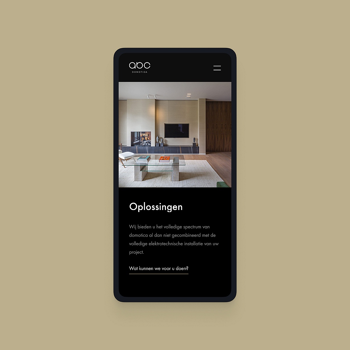Screenshots of (details of) the website that ABC - Domotica had made by Heave Webdesign Antwerp