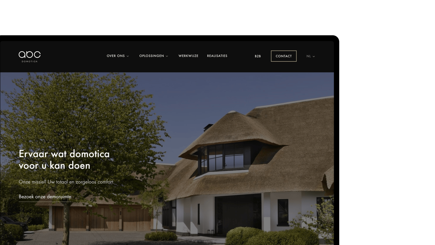 Screenshots van (details van) de website die ABC - Domotica liet maken door Heave Webdesign Antwerpen