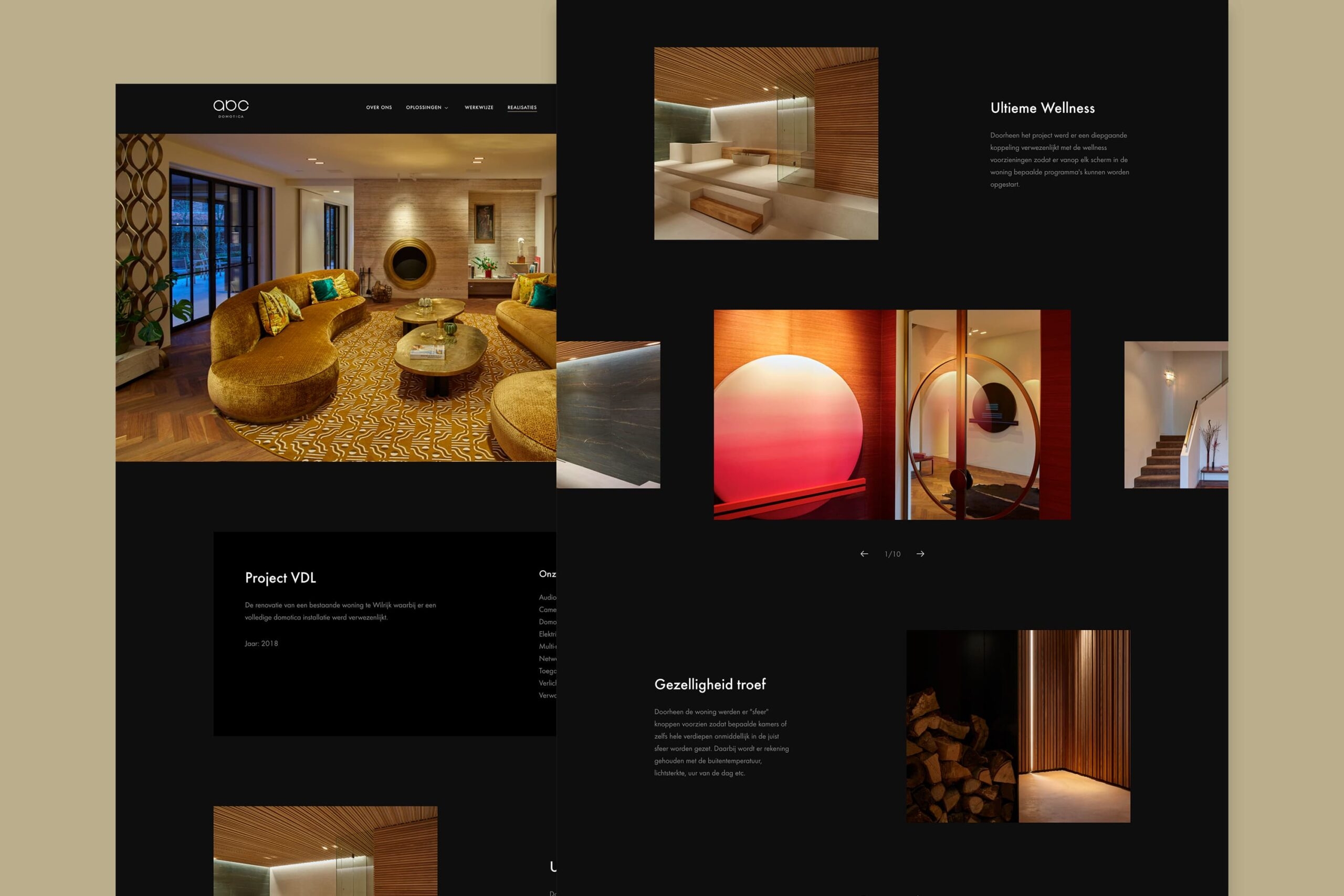 Screenshots of (details of) the website that ABC - Domotica had made by Heave Webdesign Antwerp
