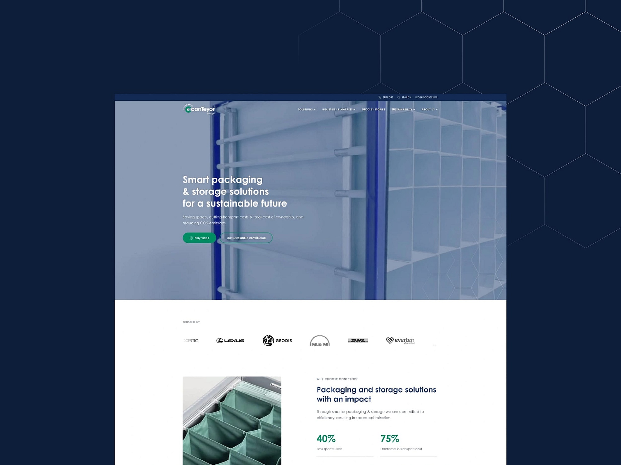 Screenshots van (details van) de website die conTeyor liet maken door Heave Webdesign Antwerpen