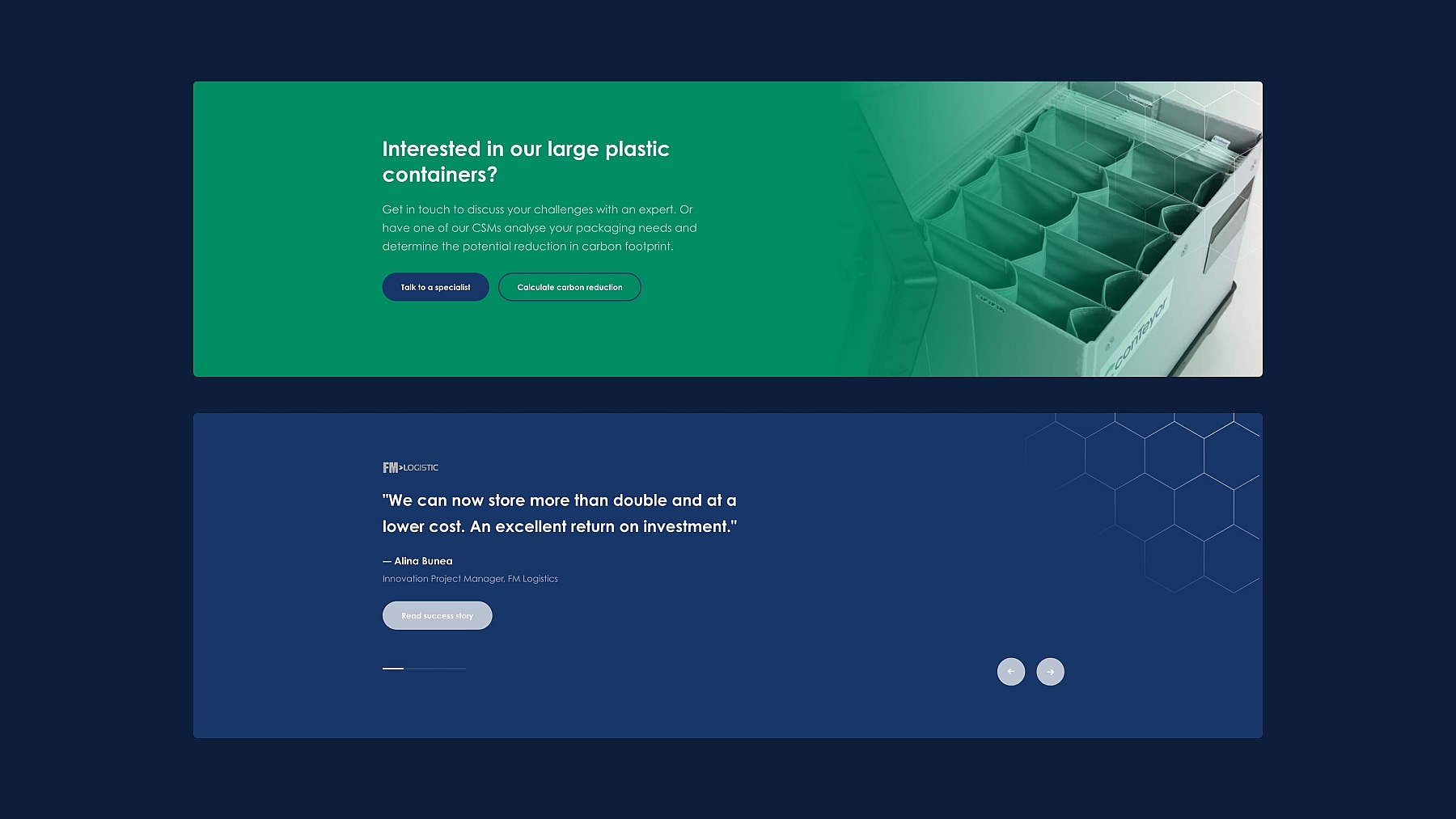 Screenshots van (details van) de website die conTeyor liet maken door Heave Webdesign Antwerpen