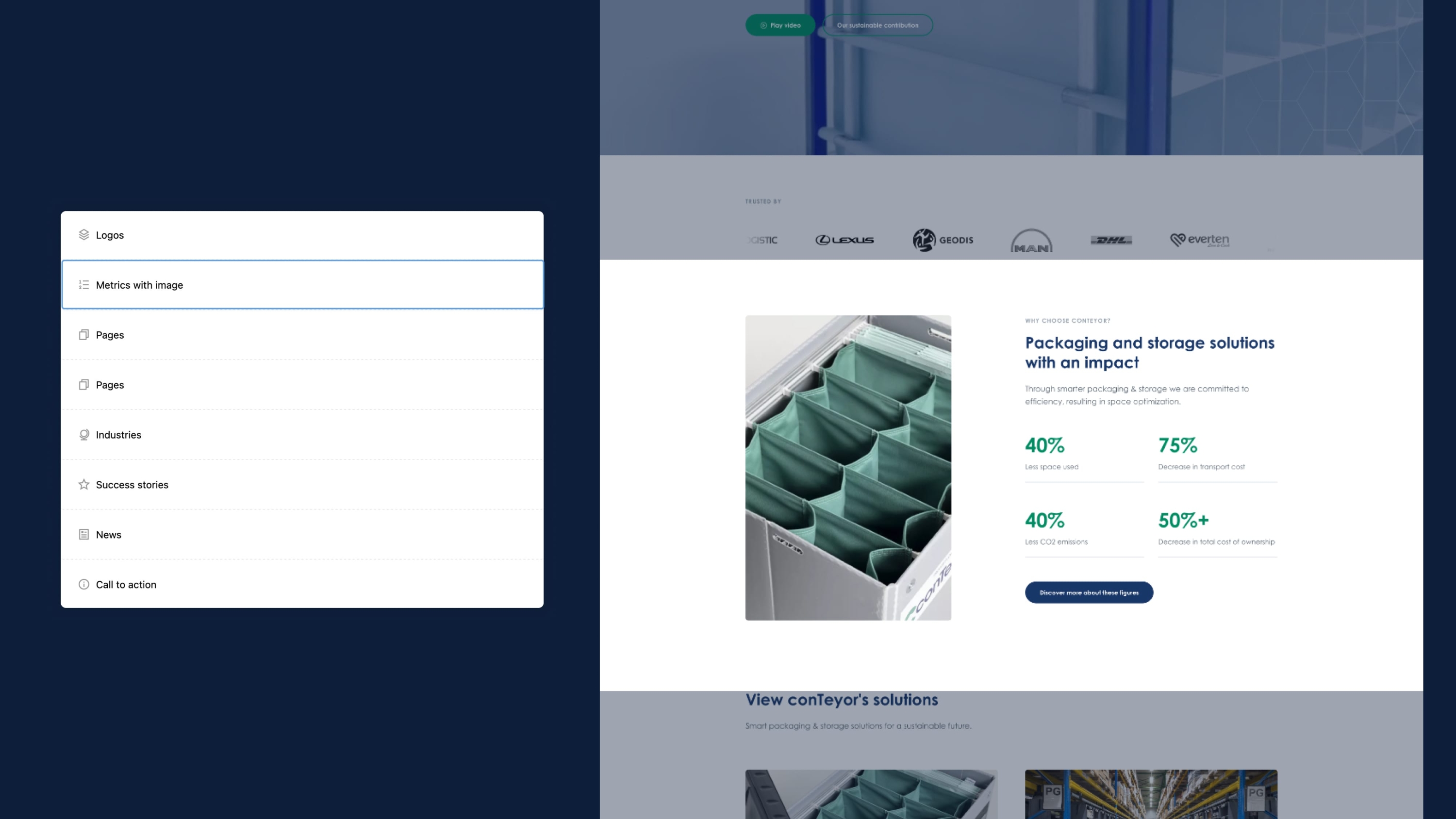 Screenshots van (details van) de Website die conTeyor liet maken door Heave Websites & Webapps Antwerpen