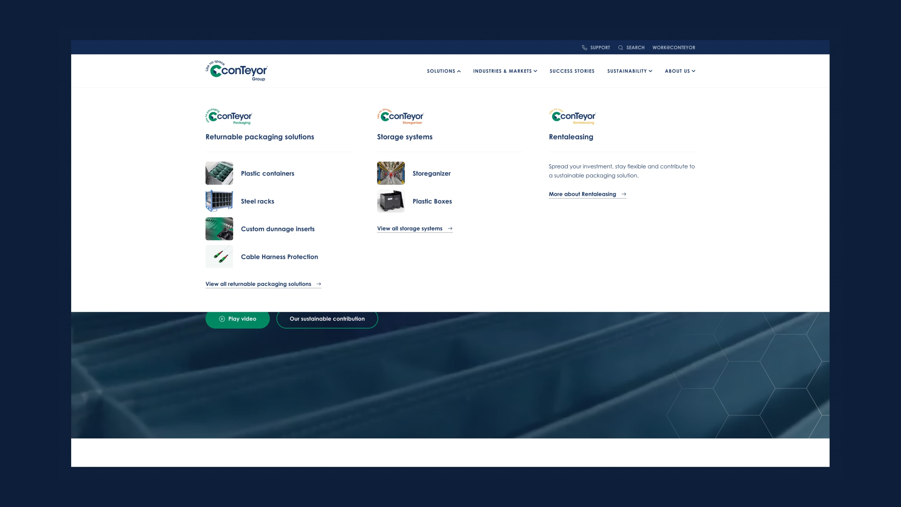 Screenshots of (details of) the Website that conTeyor had made by Heave Webdesign Antwerp
