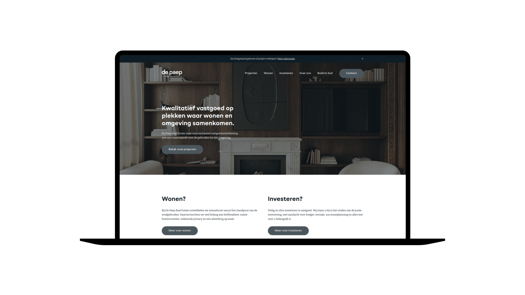 Screenshots van (details van) de Website die De Paep Projectontwikkeling liet maken door Heave Webdesign Antwerpen