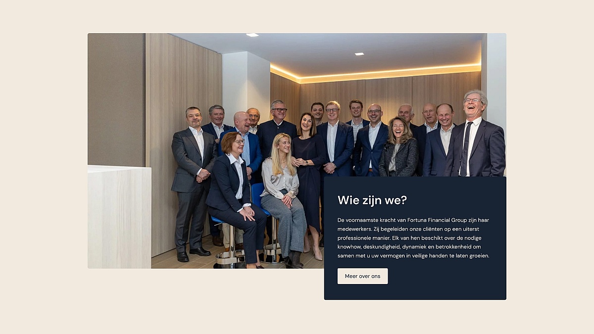 Screenshots of (details of) the website that Fortuna Financial Group had made by Heave Webdesign Antwerp