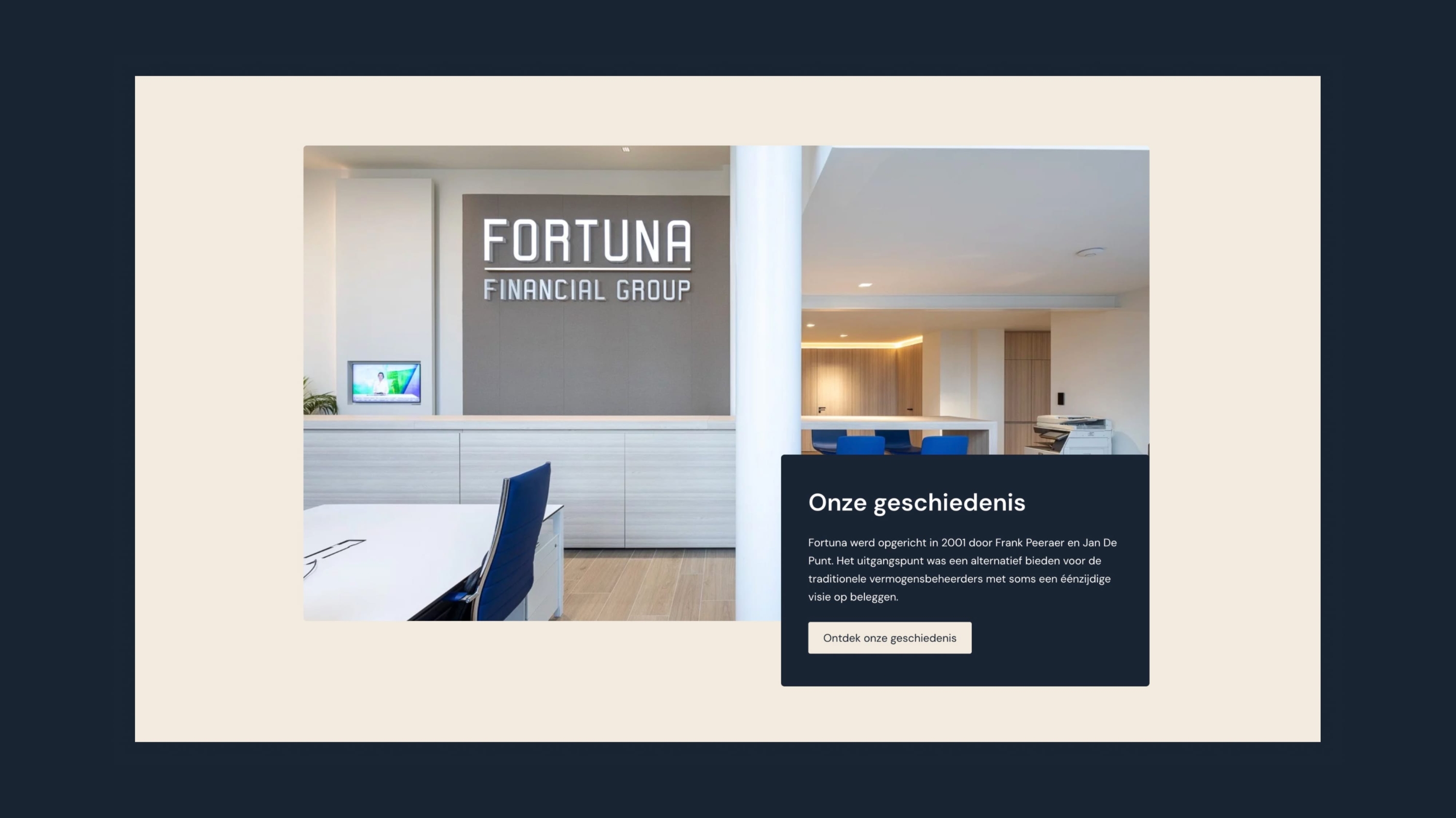 Screenshots van (details van) de Website die Fortuna Financial Group liet maken door Heave Webdesign Antwerpen