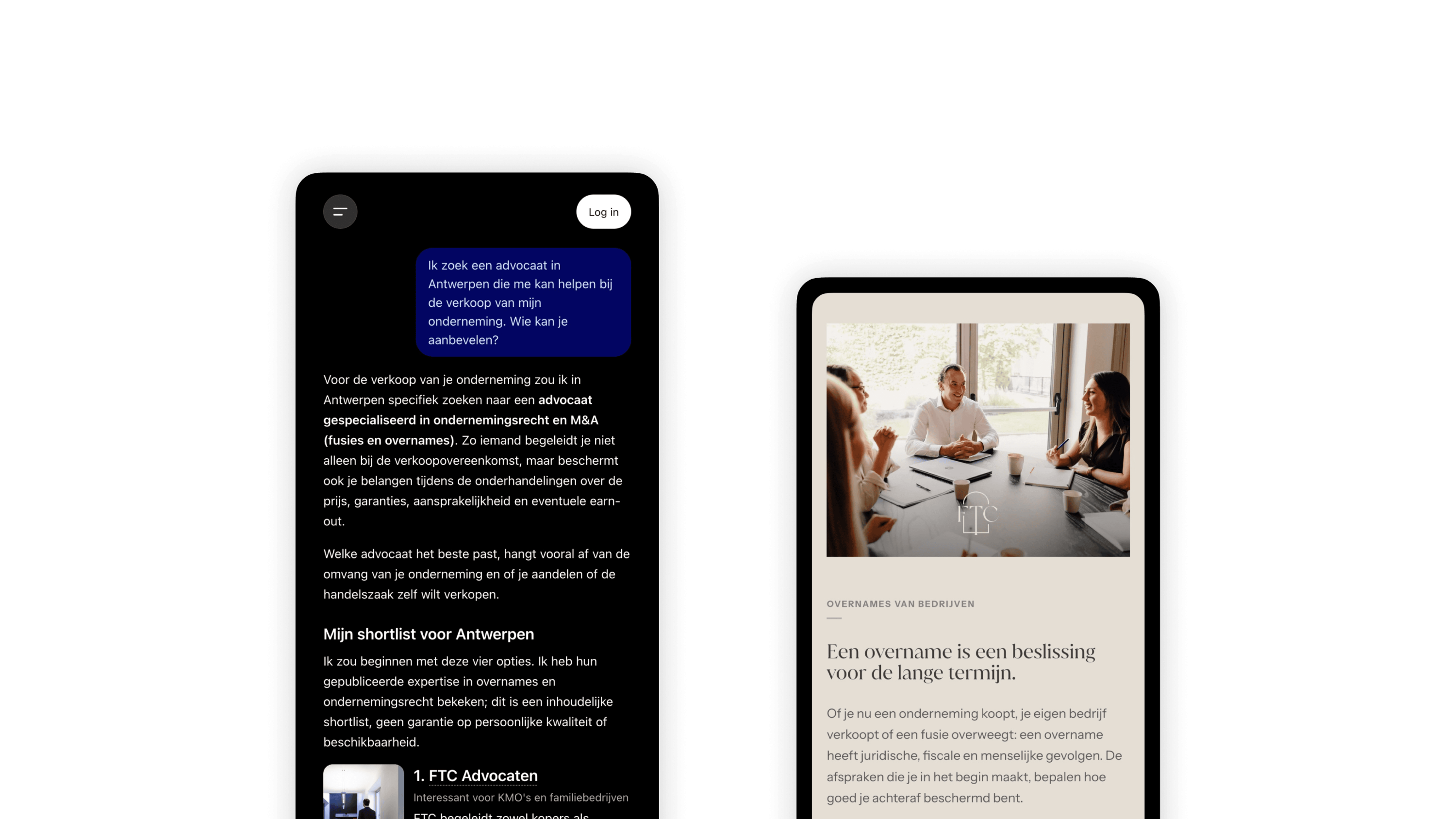 Screenshots van (details van) de Website, SEO & GEO die FTC Advocaten liet maken door Heave Websites & Webapps Antwerpen
