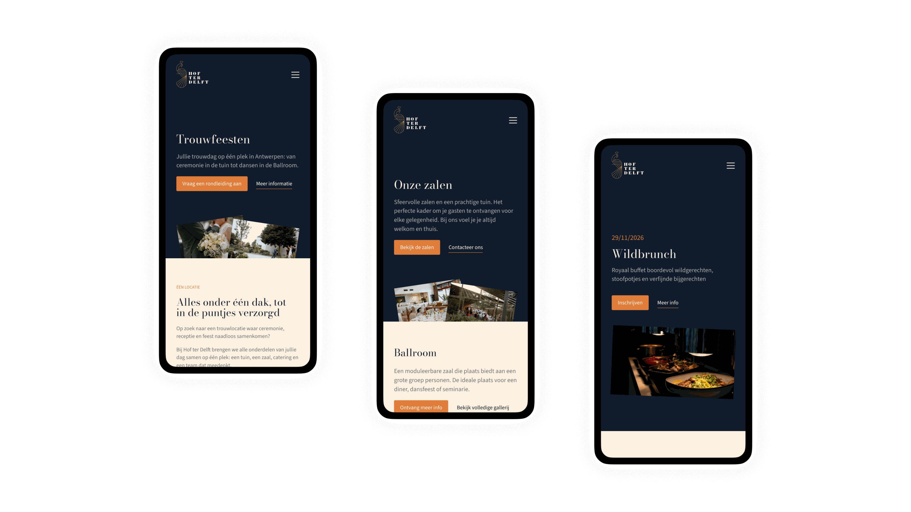 Screenshots van (details van) de Website die Hof ter Delft liet maken door Heave Websites & Webapps Antwerpen