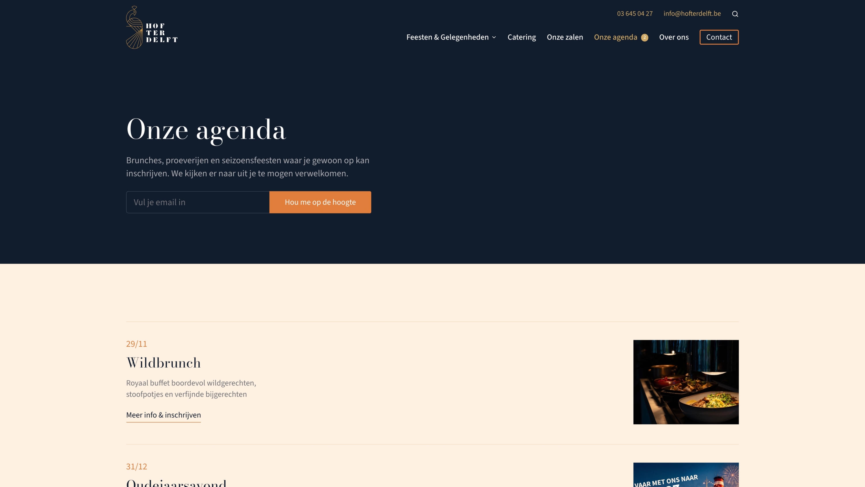 Screenshots van (details van) de Website die Hof ter Delft liet maken door Heave Websites & Webapps Antwerpen