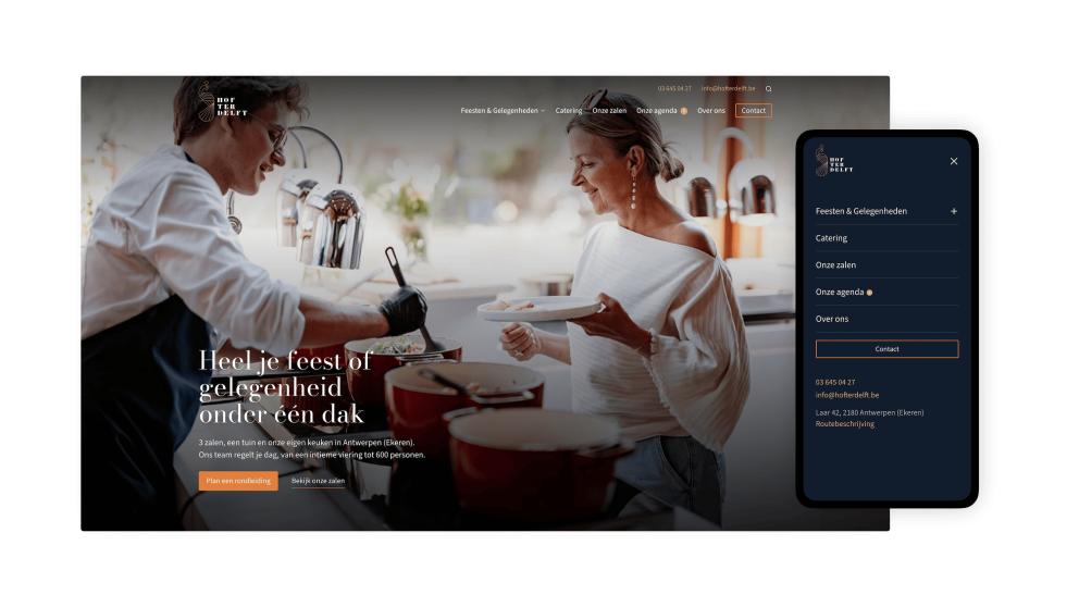 Screenshots van (details van) de Website die Hof ter Delft liet maken door Heave Websites & Webapps Antwerpen