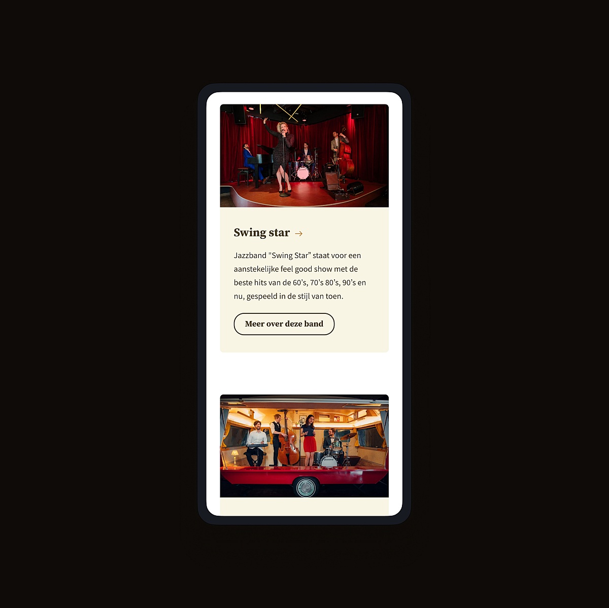 Screenshots van (details van) de website die Jazzband boeken liet maken door Heave Webdesign Antwerpen