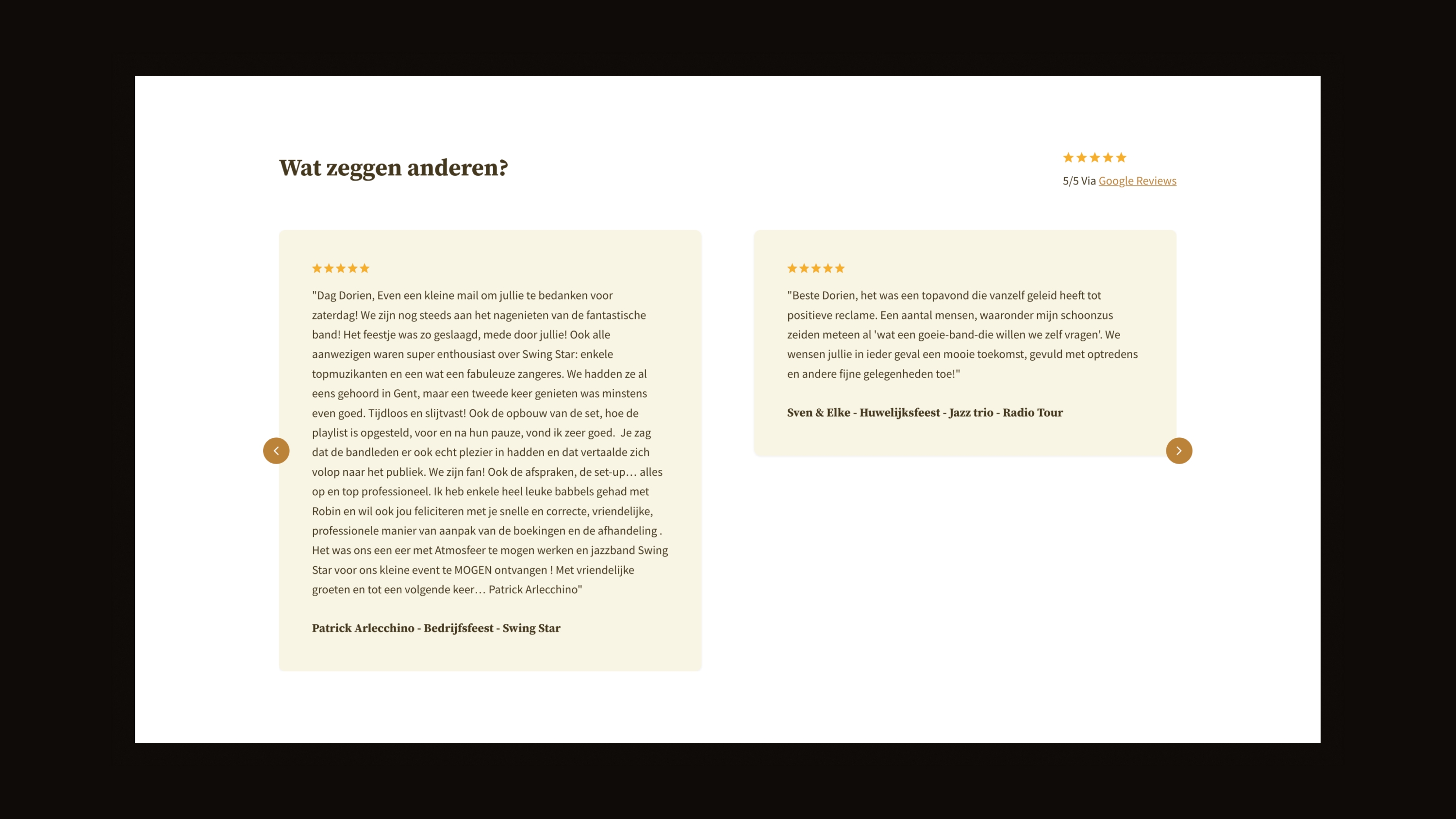 Screenshots van (details van) de Website die Jazzband boeken liet maken door Heave Websites & Webapps Antwerpen