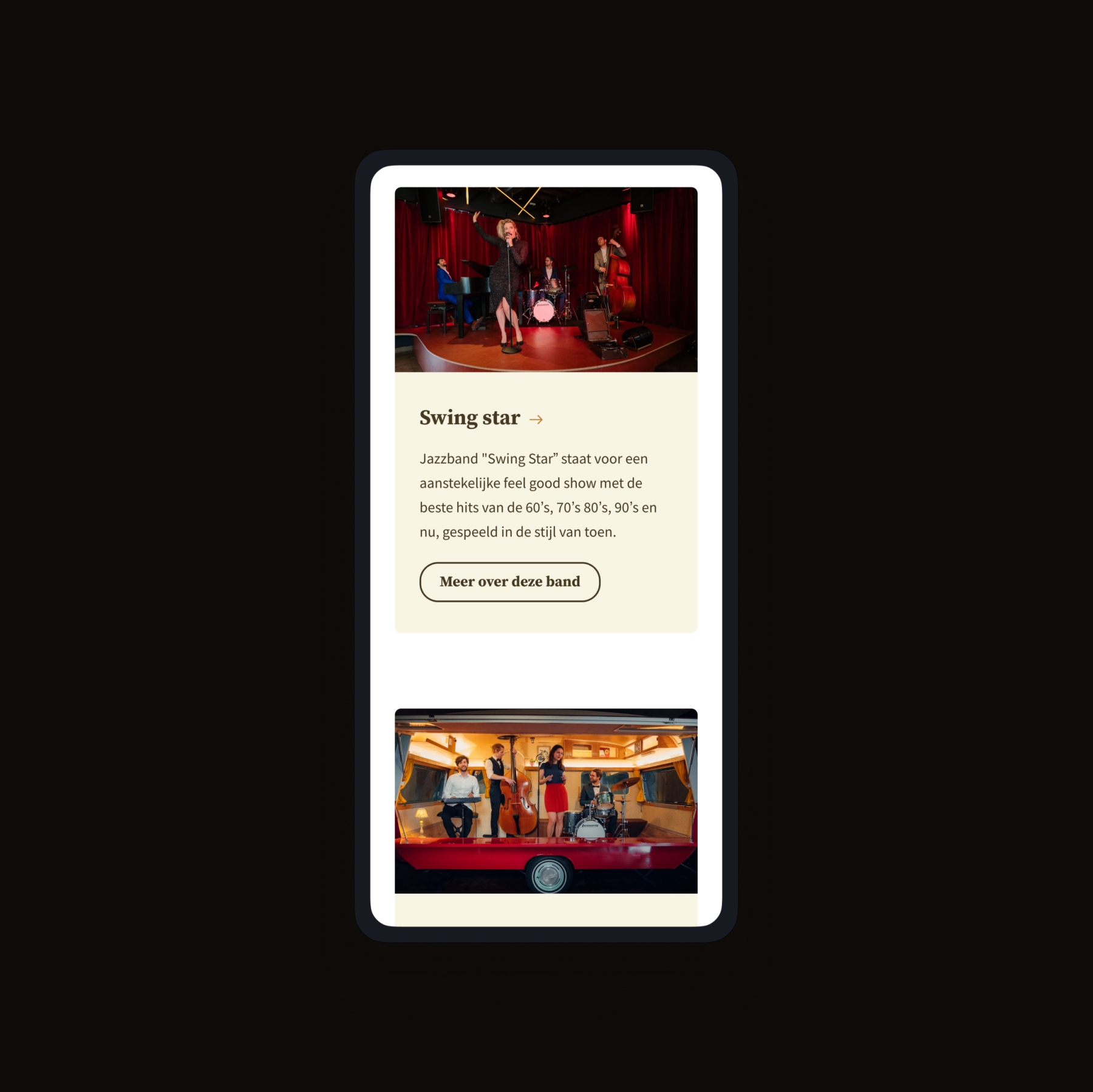 Screenshots van (details van) de Website die Jazzband boeken liet maken door Heave Websites & Webapps Antwerpen