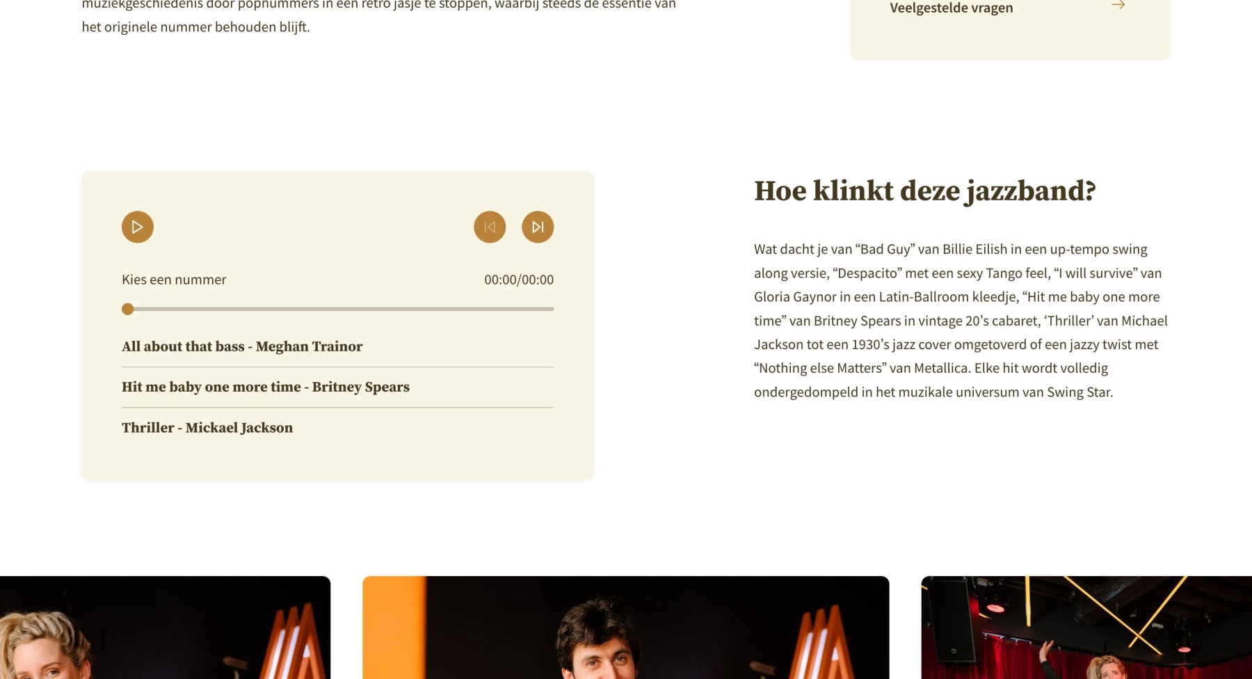 Screenshots van (details van) de website die Jazzband boeken liet maken door Heave Webdesign Antwerpen