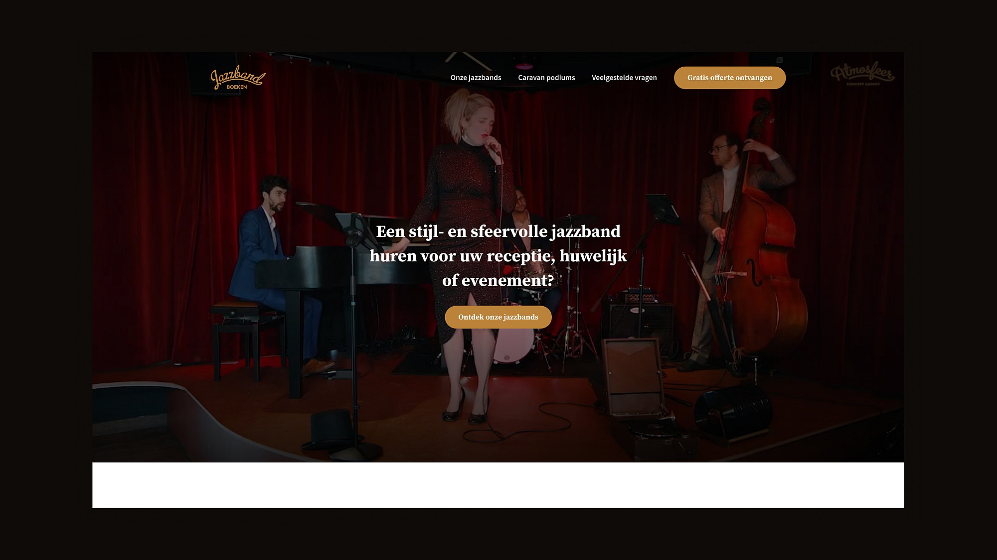 Screenshots of (details of) the website that Jazzband boeken had made by Heave Webdesign Antwerp