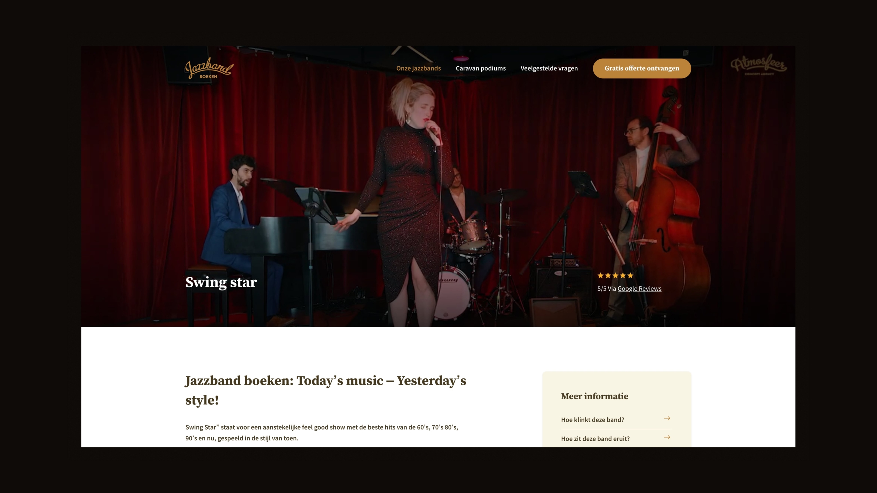 Screenshots van (details van) de website die Jazzband boeken liet maken door Heave Webdesign Antwerpen