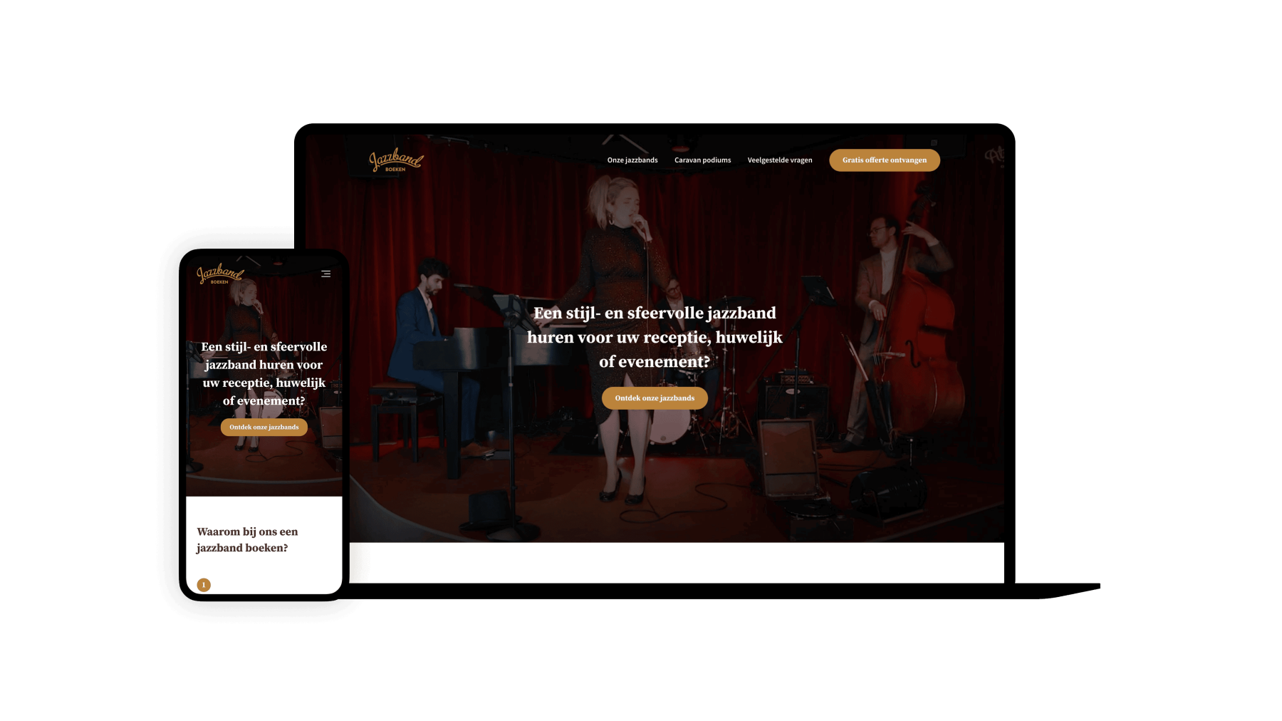 Screenshots van (details van) de Website die Jazzband boeken liet maken door Heave Websites & Webapps Antwerpen