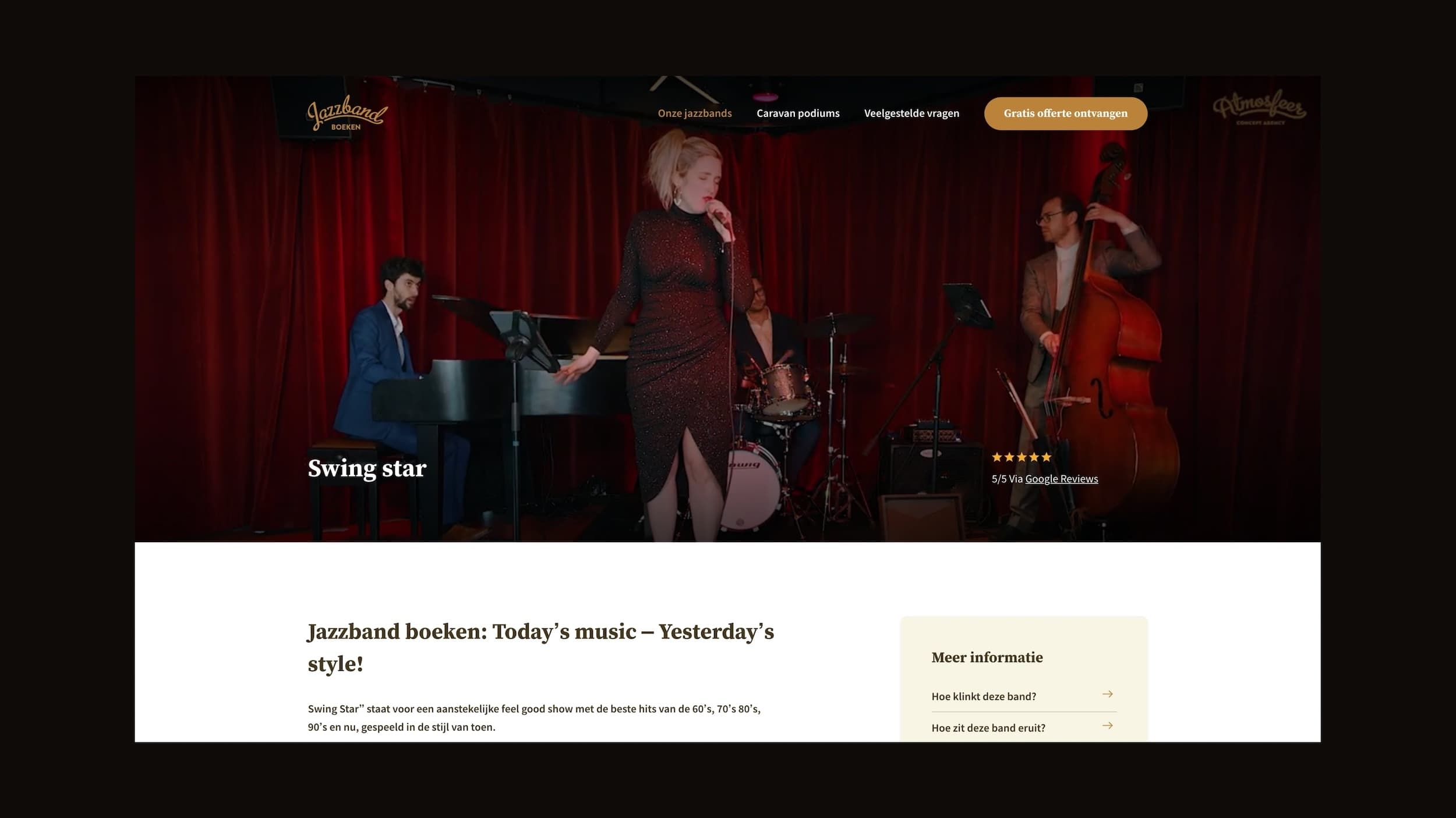 Screenshots van (details van) de Website die Jazzband boeken liet maken door Heave Websites & Webapps Antwerpen