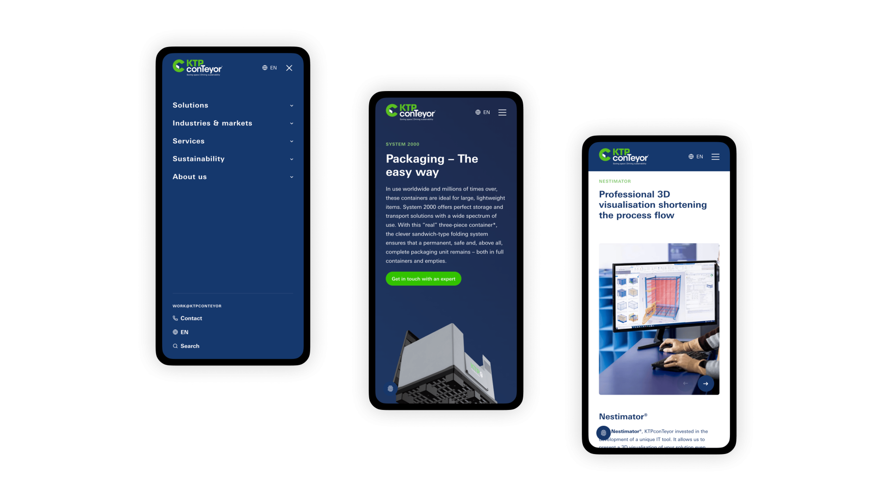 Screenshots van (details van) de Website die KTPconTeyor liet maken door Heave Webdesign Antwerpen
