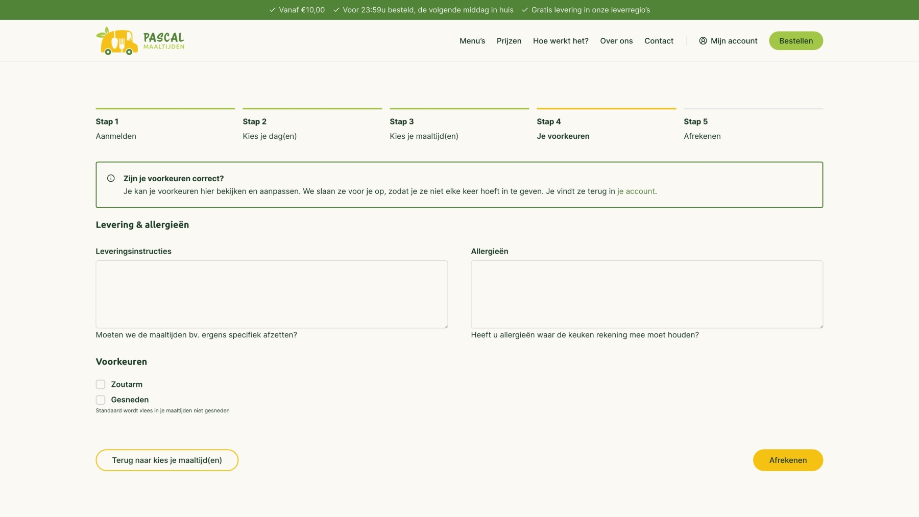 Screenshots van (details van) de Webapp die Maaltijden Pascal liet maken door Heave Websites & Webapps Antwerpen