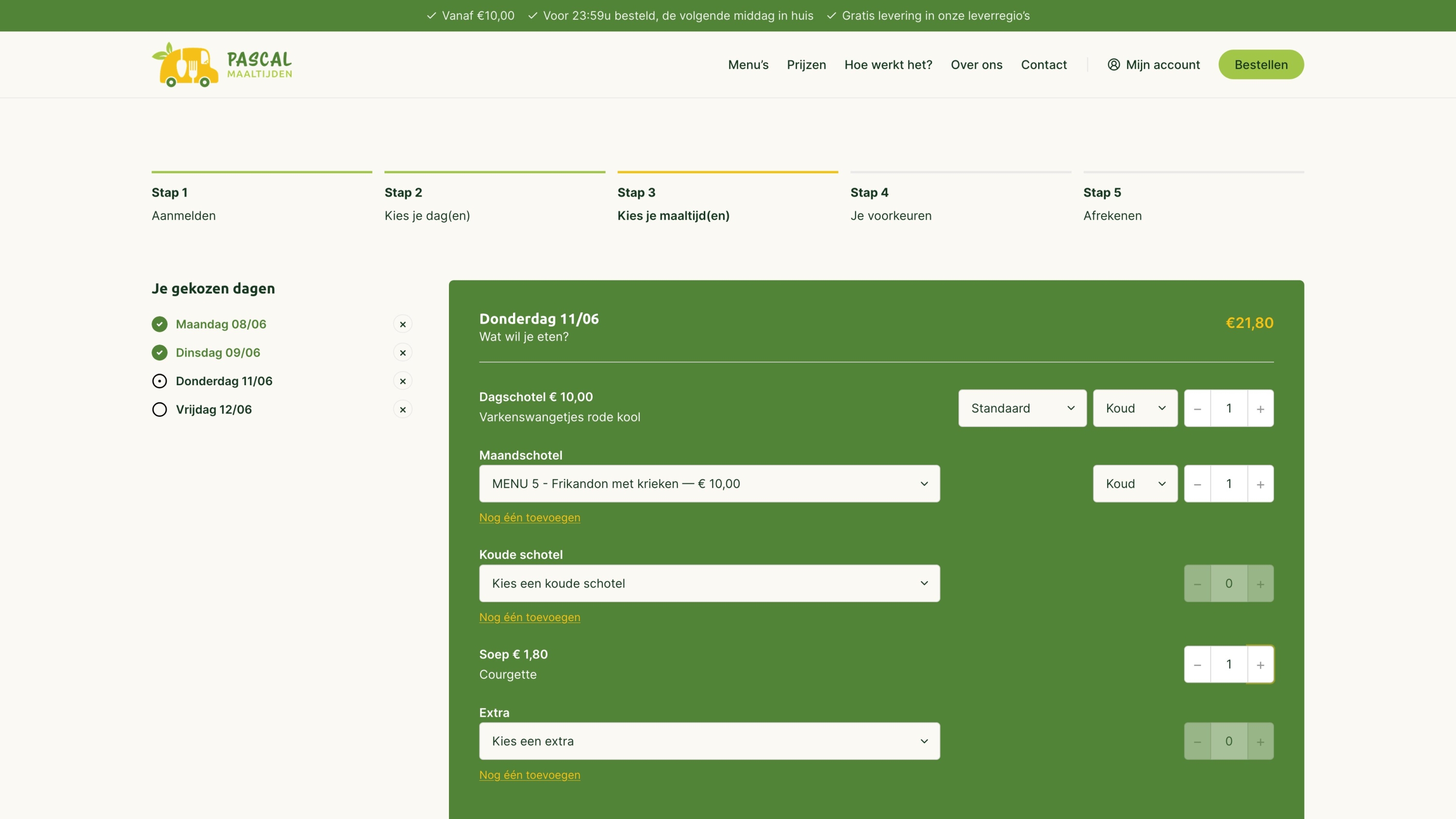 Screenshots van (details van) de Webapp die Maaltijden Pascal liet maken door Heave Websites & Webapps Antwerpen