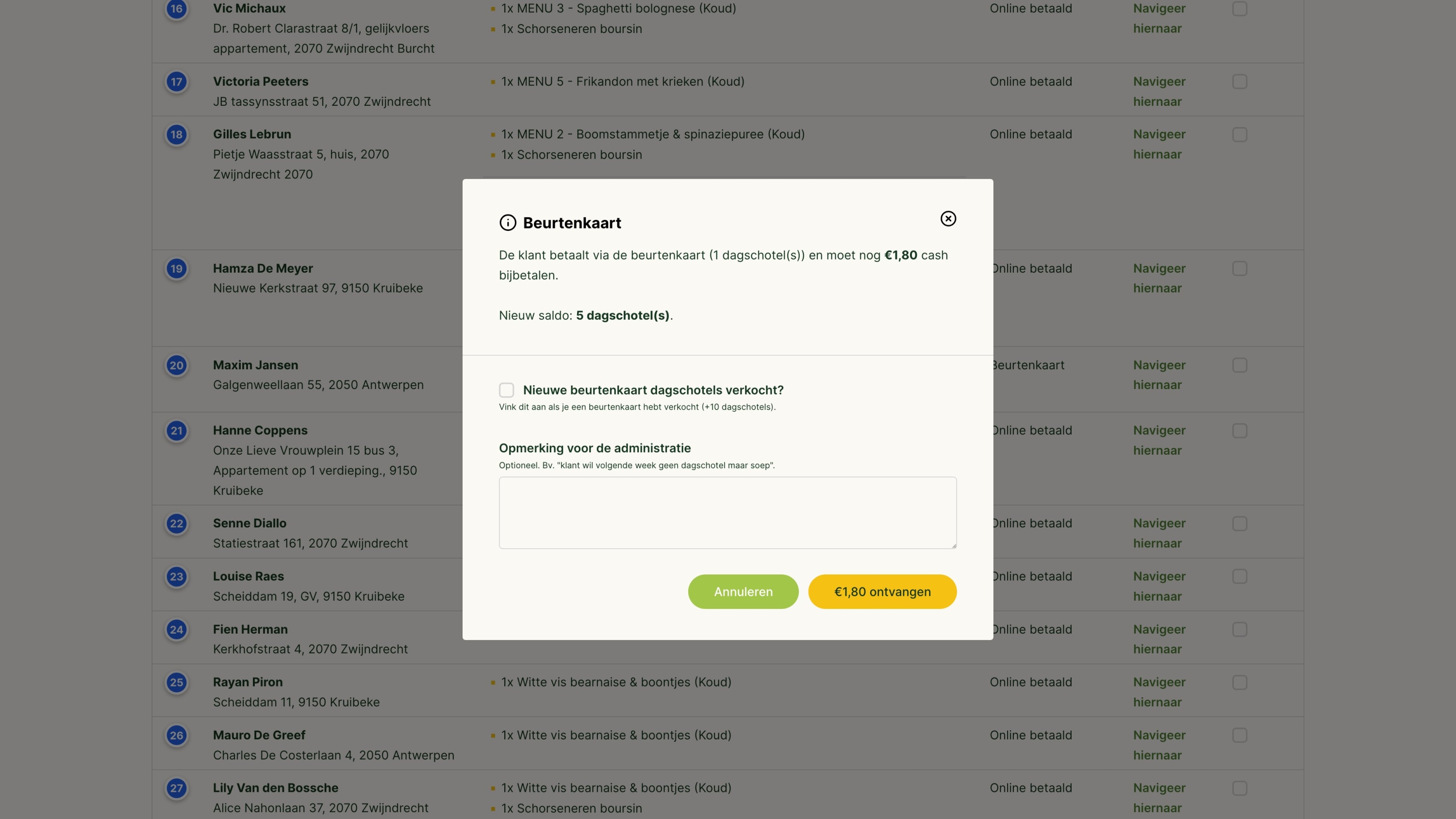 Screenshots van (details van) de Webapp die Maaltijden Pascal liet maken door Heave Websites & Webapps Antwerpen