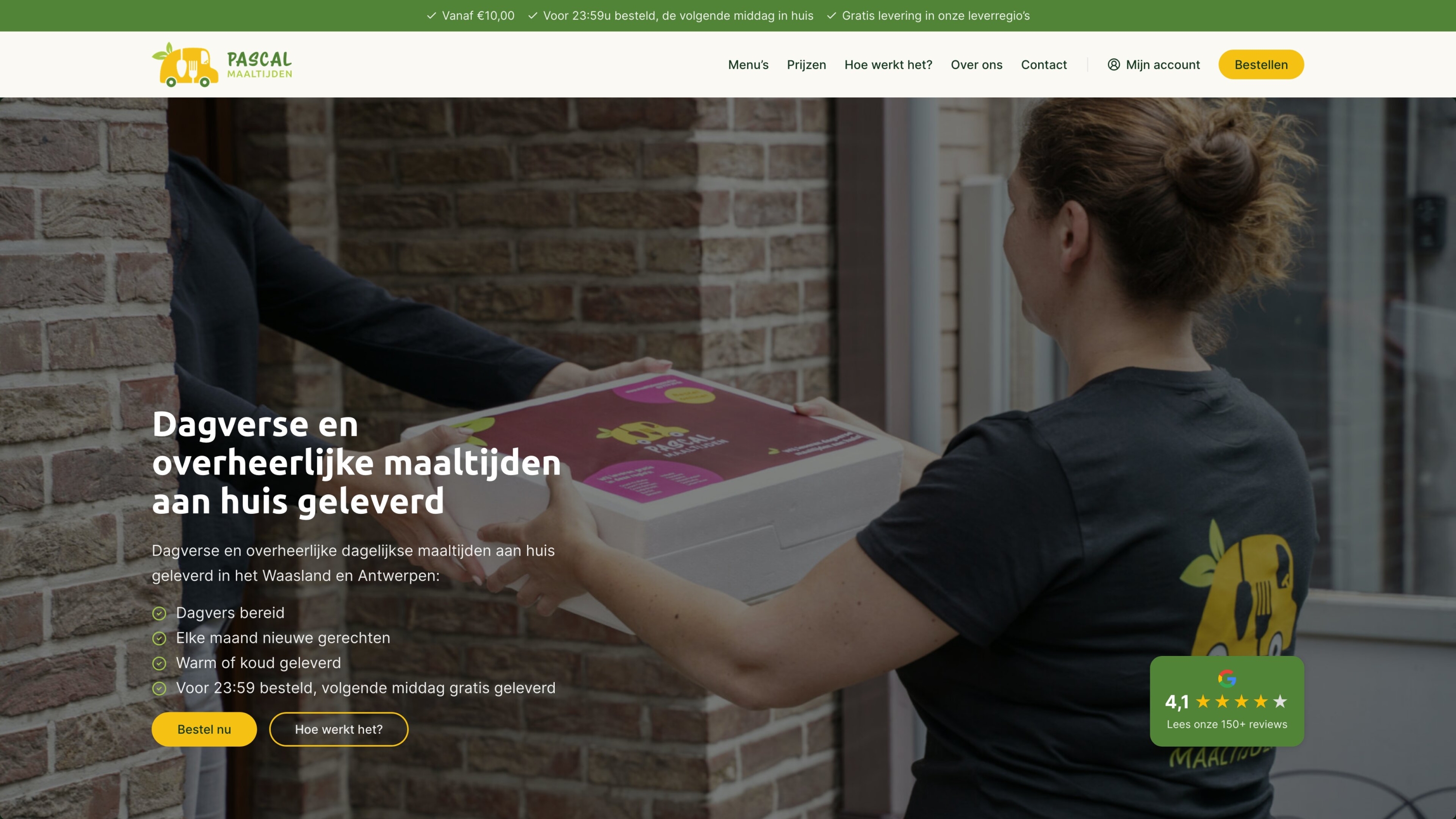 Screenshots van (details van) de Webapp die Maaltijden Pascal liet maken door Heave Websites & Webapps Antwerpen