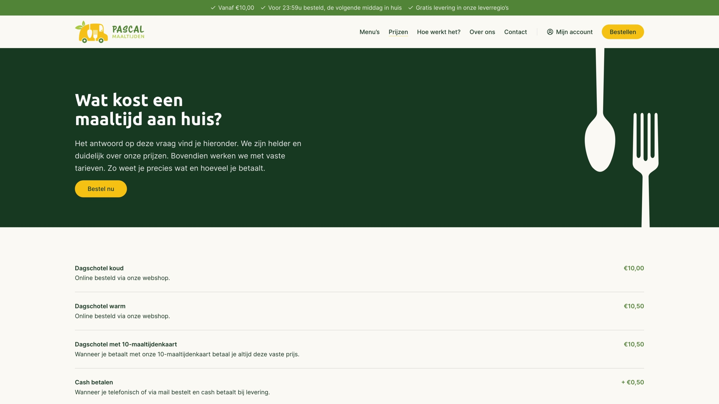 Screenshots van (details van) de Webapp die Maaltijden Pascal liet maken door Heave Websites & Webapps Antwerpen