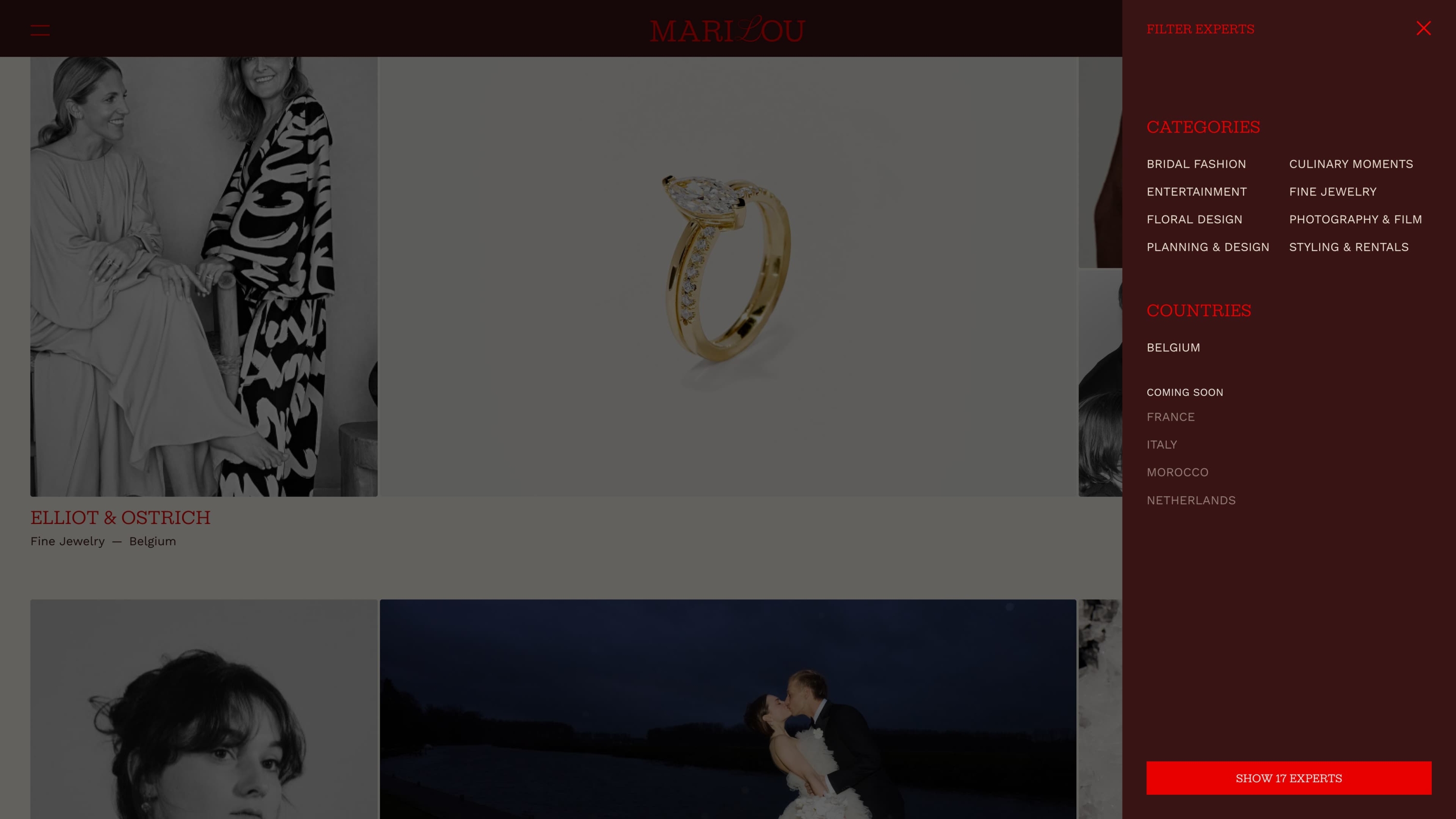 Screenshots van (details van) de Webapp, website die Marilou liet maken door Heave Websites & Webapps Antwerpen