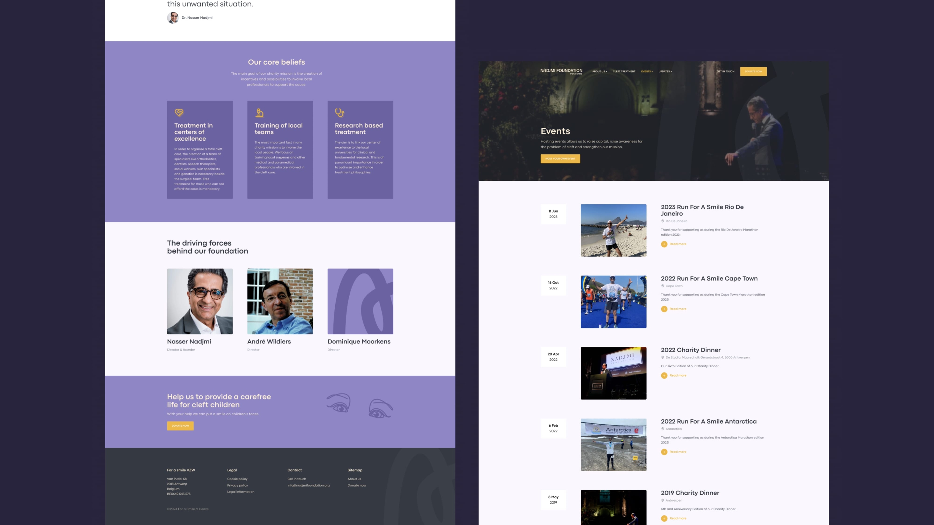Screenshots van (details van) de Website die Nadjmi Foundation liet maken door Heave Websites & Webapps Antwerpen