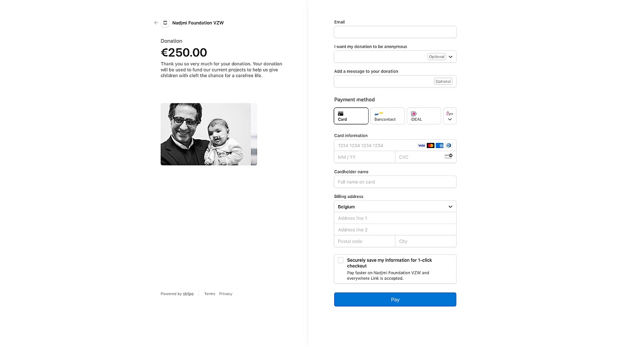 Screenshots van (details van) de website die Nadjmi Foundation liet maken door Heave Webdesign Antwerpen