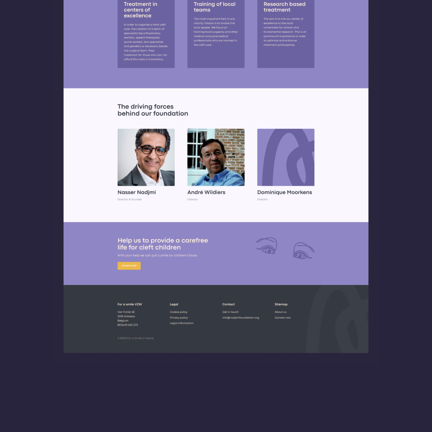 Screenshots van (details van) de Website die Nadjmi Foundation liet maken door Heave Websites & Webapps Antwerpen