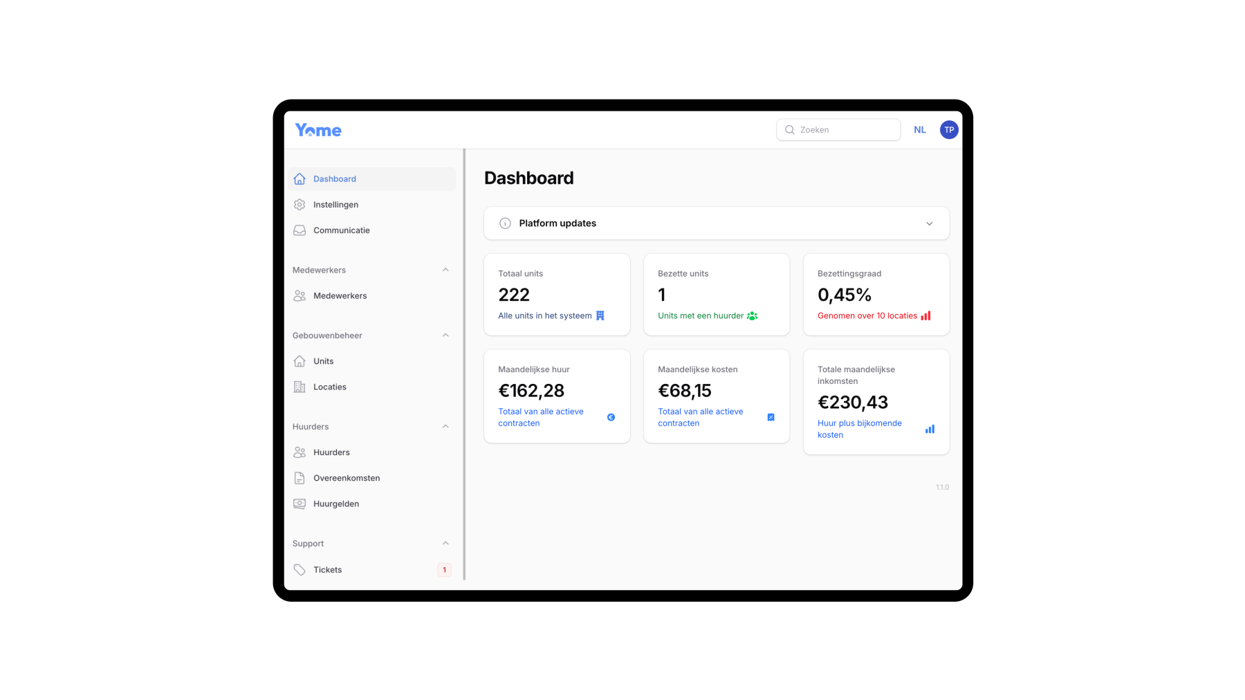 Screenshots van (details van) de Webapp die Yome Student Housing liet maken door Heave Webdesign Antwerpen