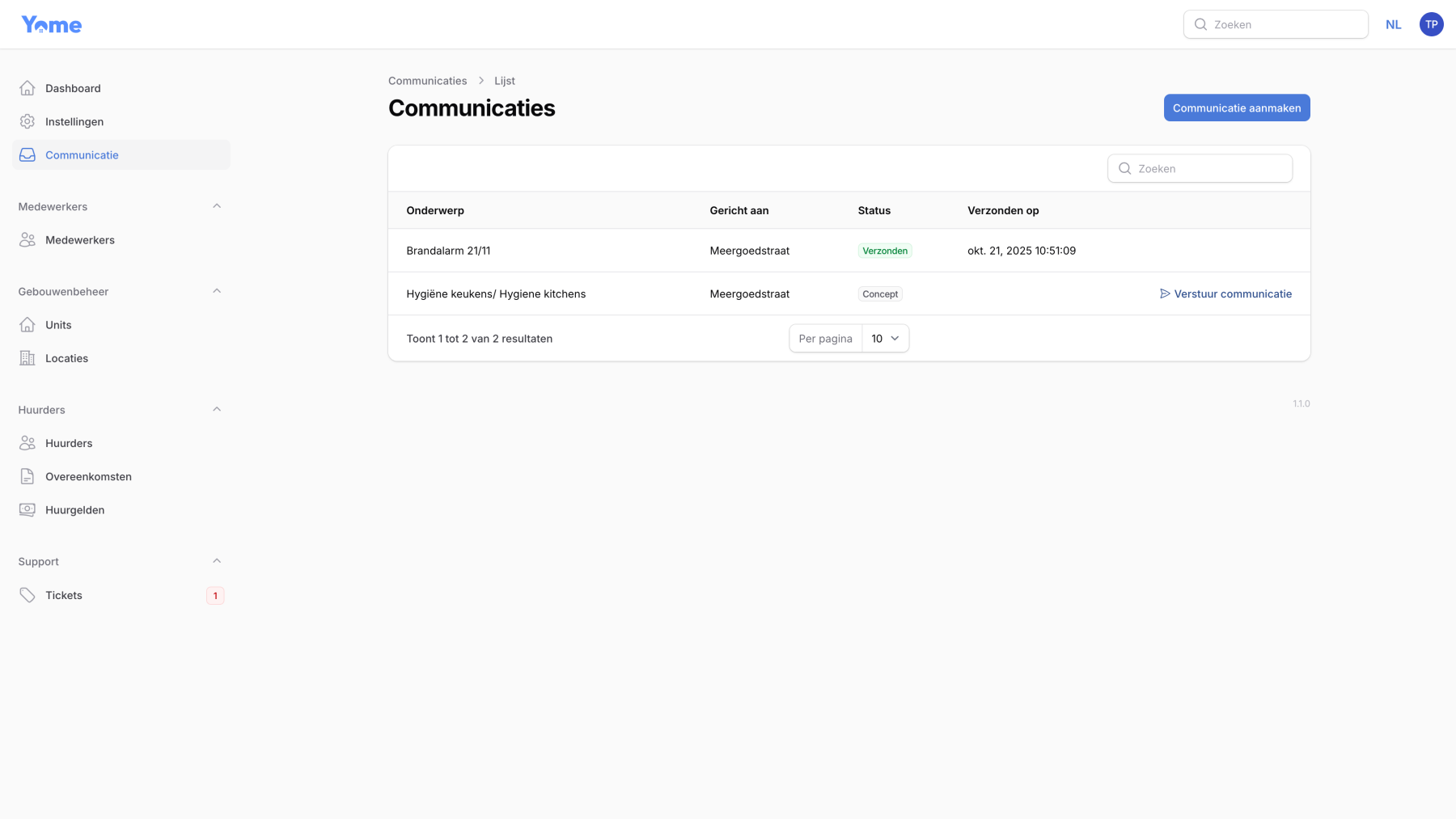 Screenshots van (details van) de Webapp die Yome Student Housing liet maken door Heave Websites & Webapps Antwerpen
