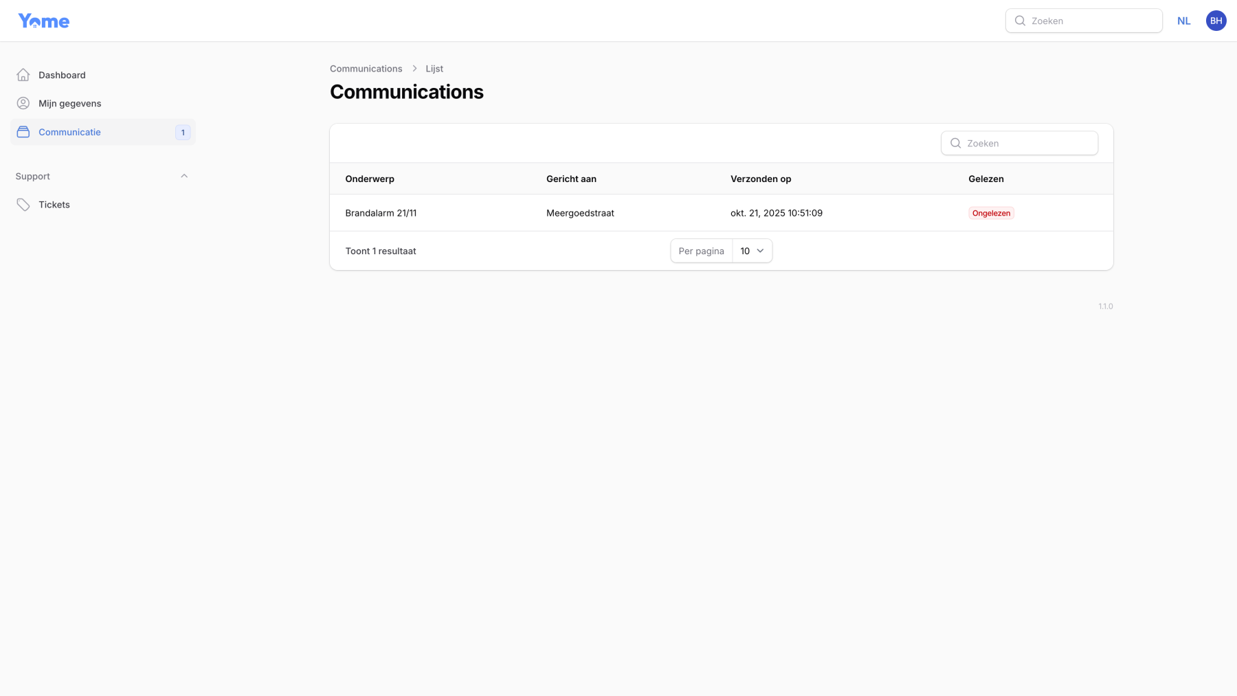 Screenshots van (details van) de Webapp die Yome Student Housing liet maken door Heave Websites & Webapps Antwerpen