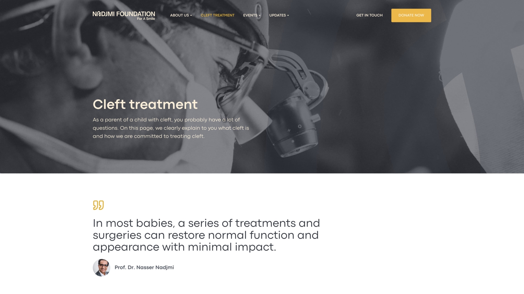 Een screenshot van Nadjmi Foundation. Een website gemaakt door Heave Webdesign Antwerpen.